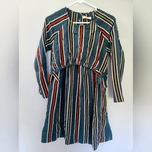 Zara girls soft collection long sleeve stripped dress - size 13/14